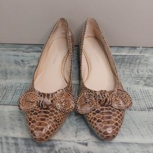 Anne Klein Brown Textured Flats with Bow